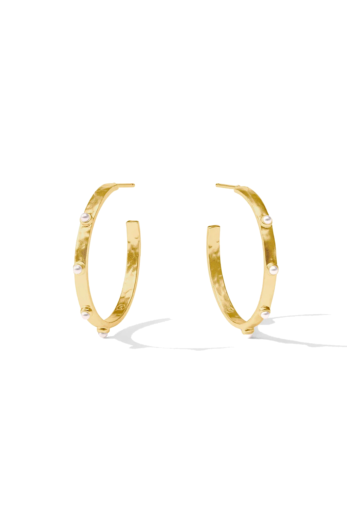 MEDIUM CRESCENT STONE HOOPS - Earrings - Sassanova