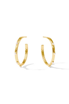 MEDIUM CRESCENT STONE HOOPS - Earrings - Sassanova