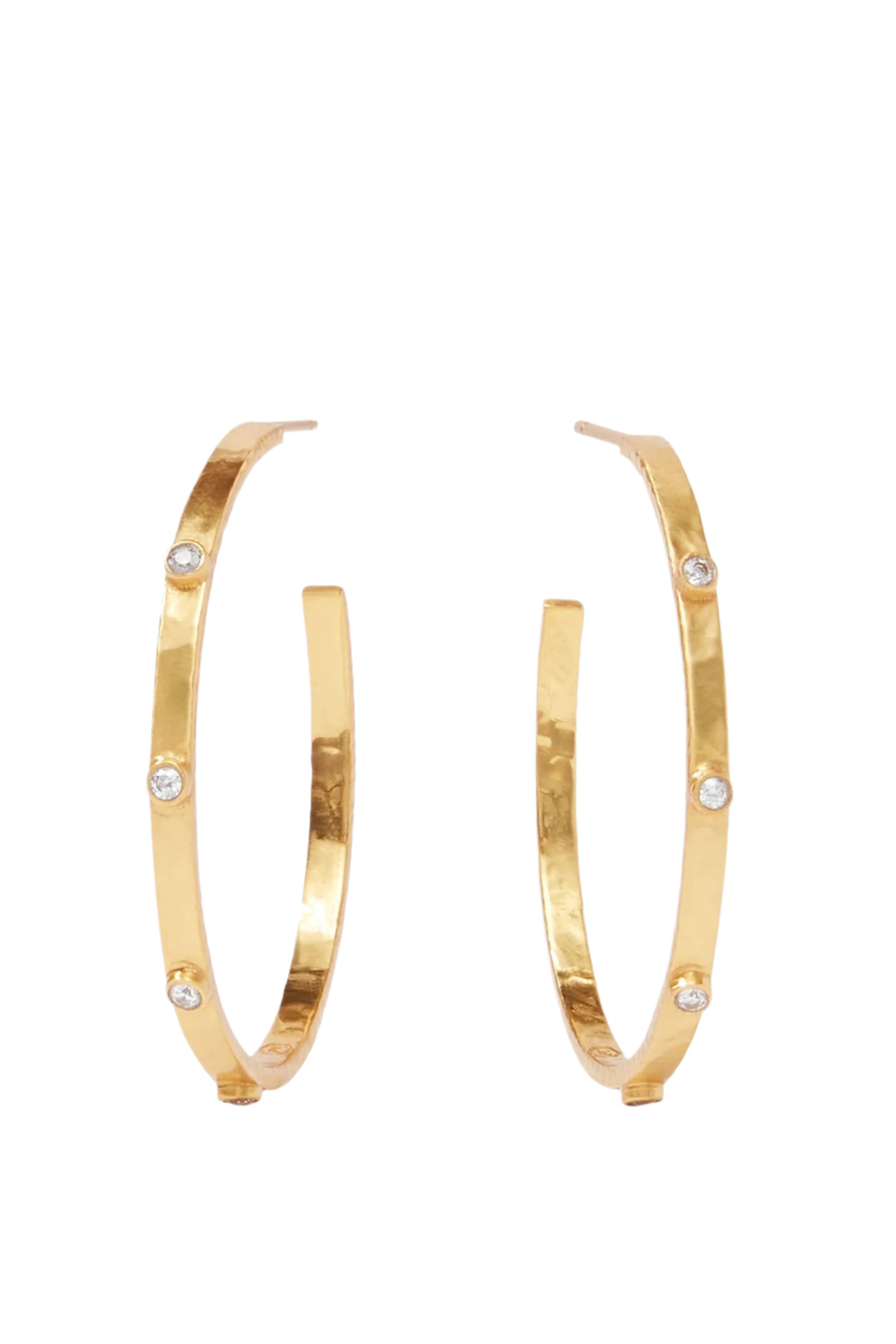 LARGE CRESCENT STONE HOOPS - Earrings - Sassanova