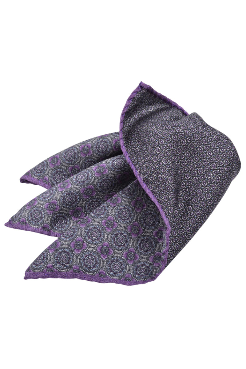 ITALIAN SILK MEDALLION NEAT POCKET SQUARE LAVENDER - Ties & Pocket Squares - Novaman