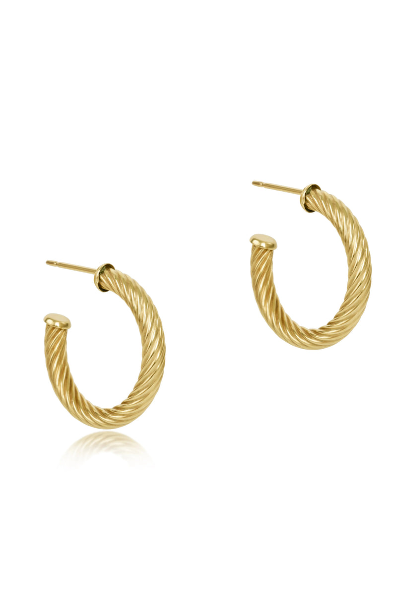 1.125" TEXTURED TWIST HOOP- GOLD