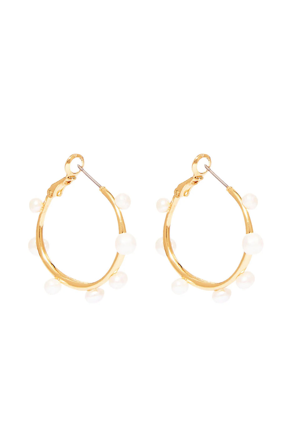 MINI ISLA PEARL HOOPS- GOLD/WHITE - Earrings - Sassanova