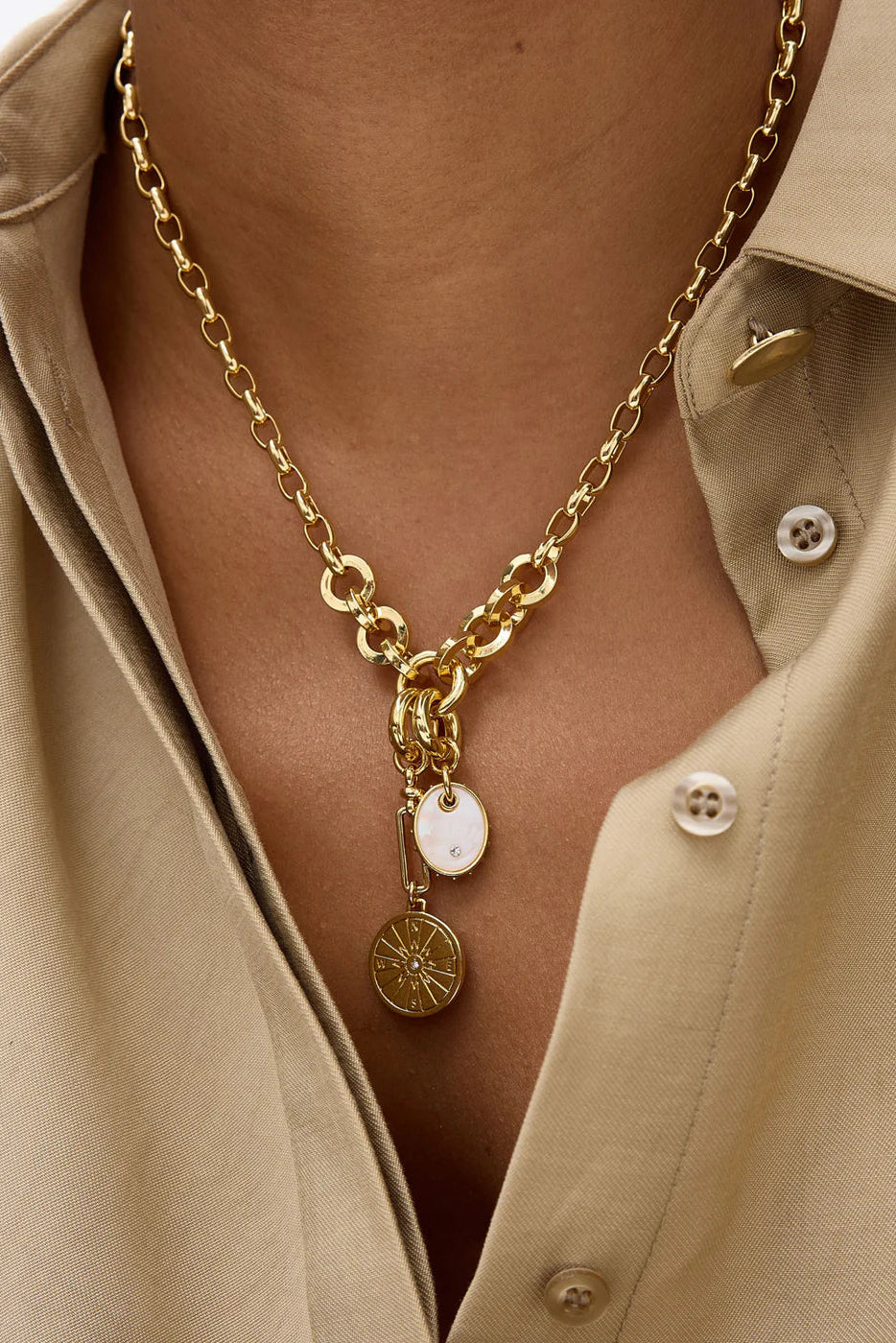 VOYAGER NECKLACE- WHITE/GOLD - Necklaces - Sassanova