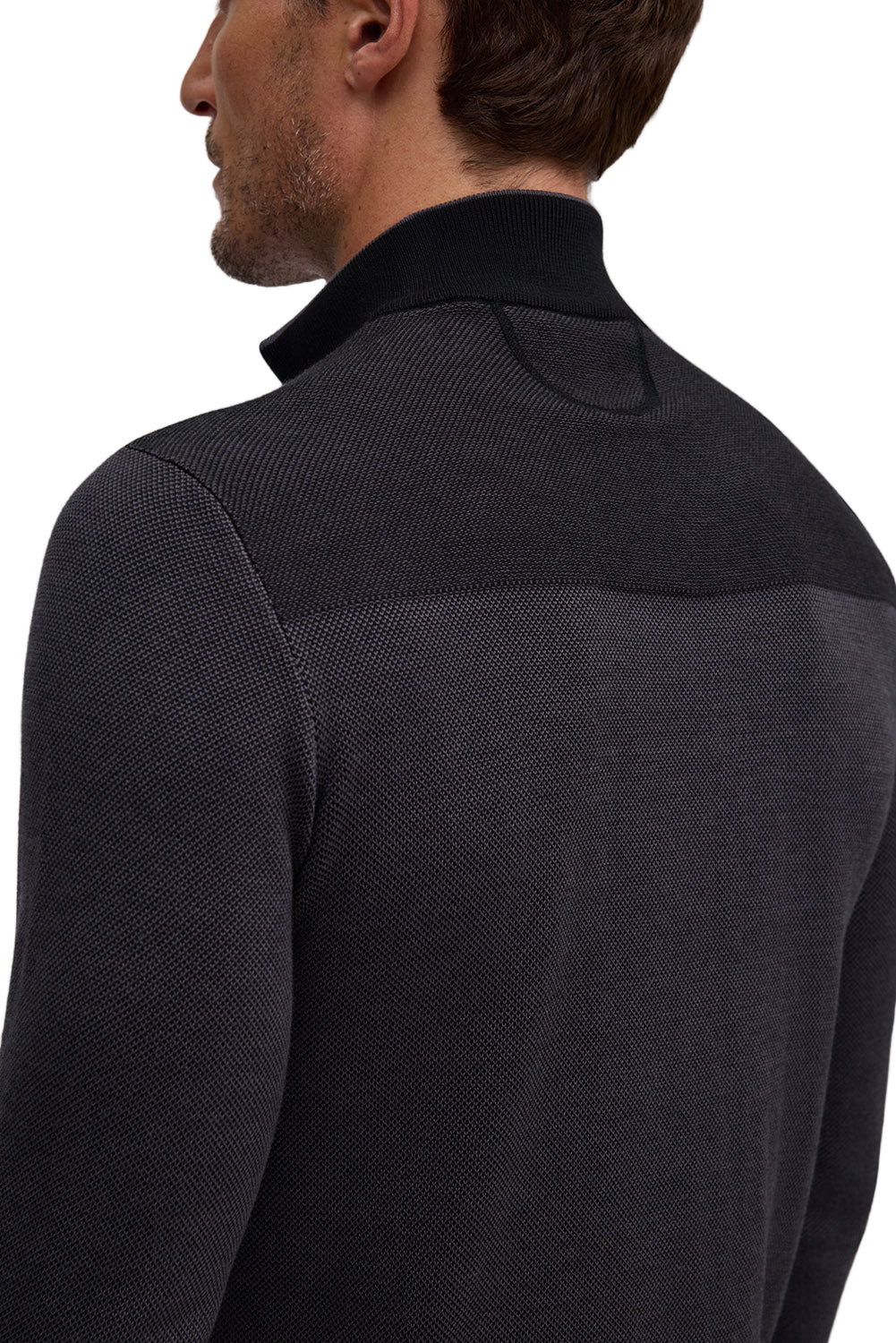 BIRDSEYE ZIP MOCK BLK-novaman