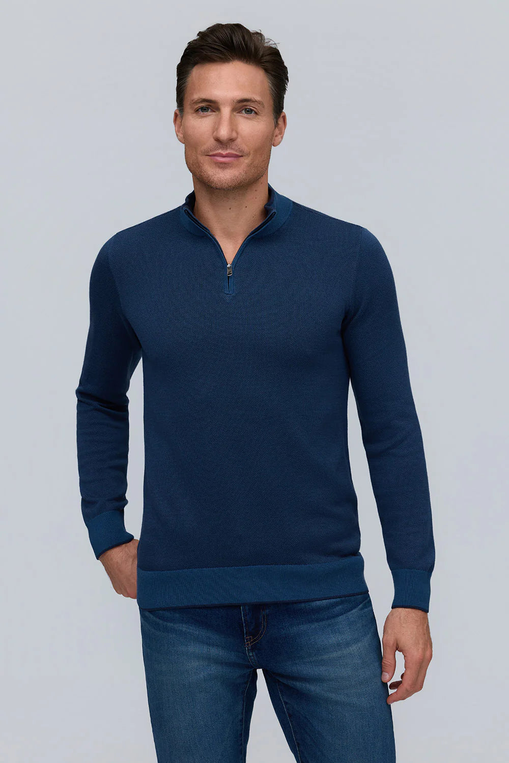 BIRDSEYE ZIP MOCK - Sweaters - Novaman