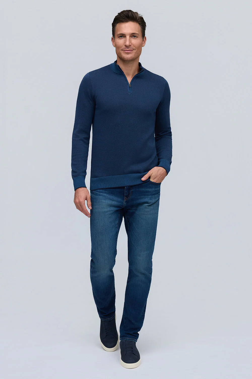 BIRDSEYE ZIP MOCK - Sweaters - Novaman