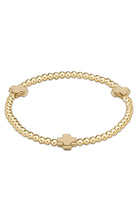 SIG CROSS PATTERN 3MM BEAD BRACELET- GOLD - Bracelets - Sassanova