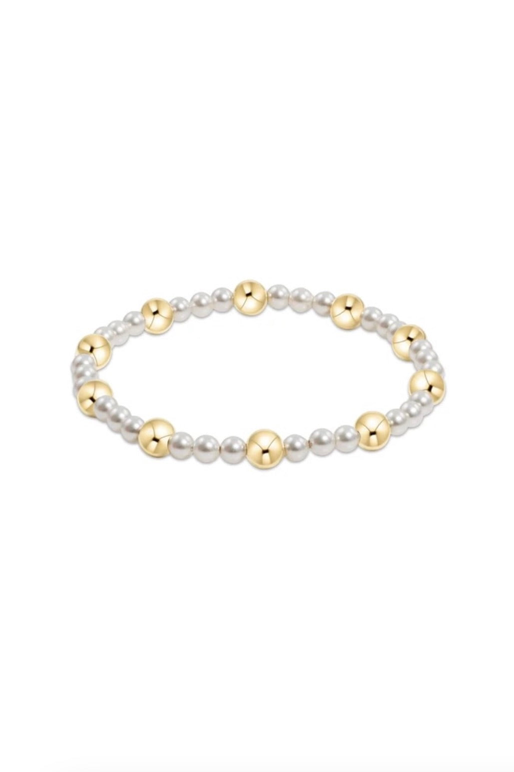 PEARL SINCERITY PATTERN 4MM BEAD BRACELET- 6MM GOLD - sassanova