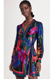 FLOWER SEASON SCARF WRAP MINI DRESS