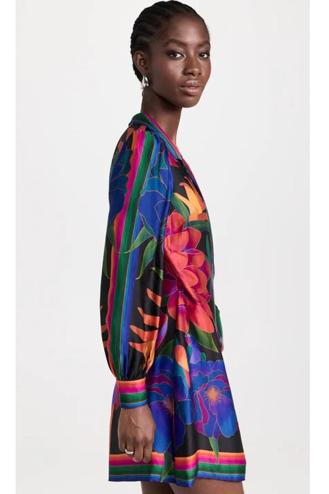 FLOWER SEASON SCARF WRAP MINI DRESS