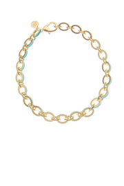 16" ENAMEL CHUNKY NECKLACE- TURQUOISE