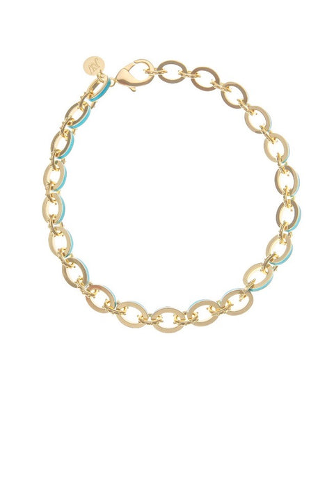 16" ENAMEL CHUNKY NECKLACE- TURQUOISE