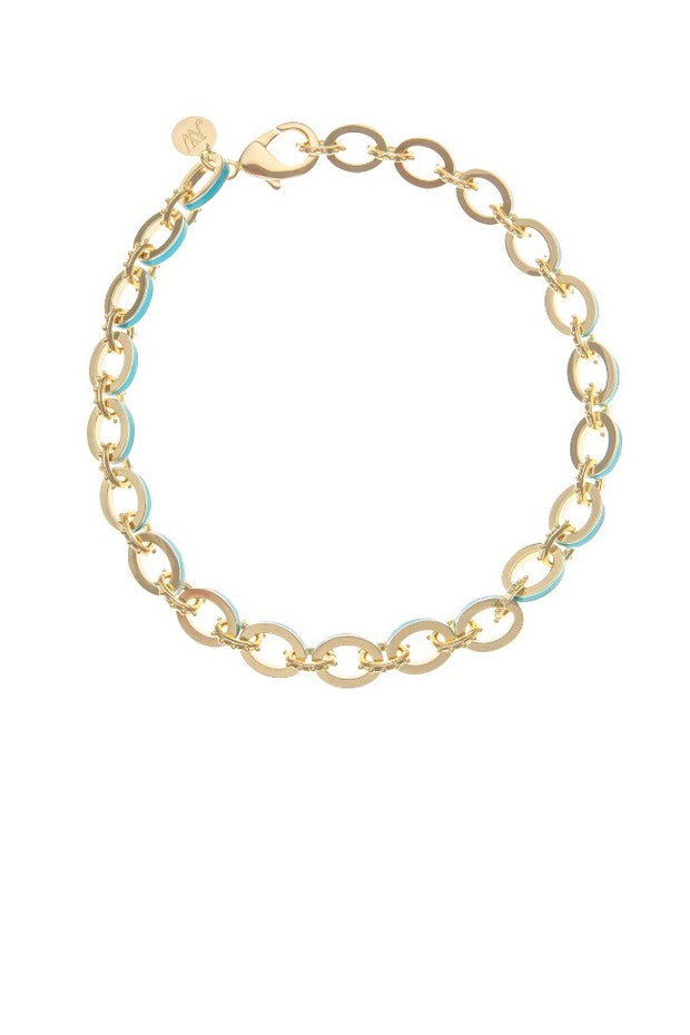 16" ENAMEL CHUNKY NECKLACE- TURQUOISE