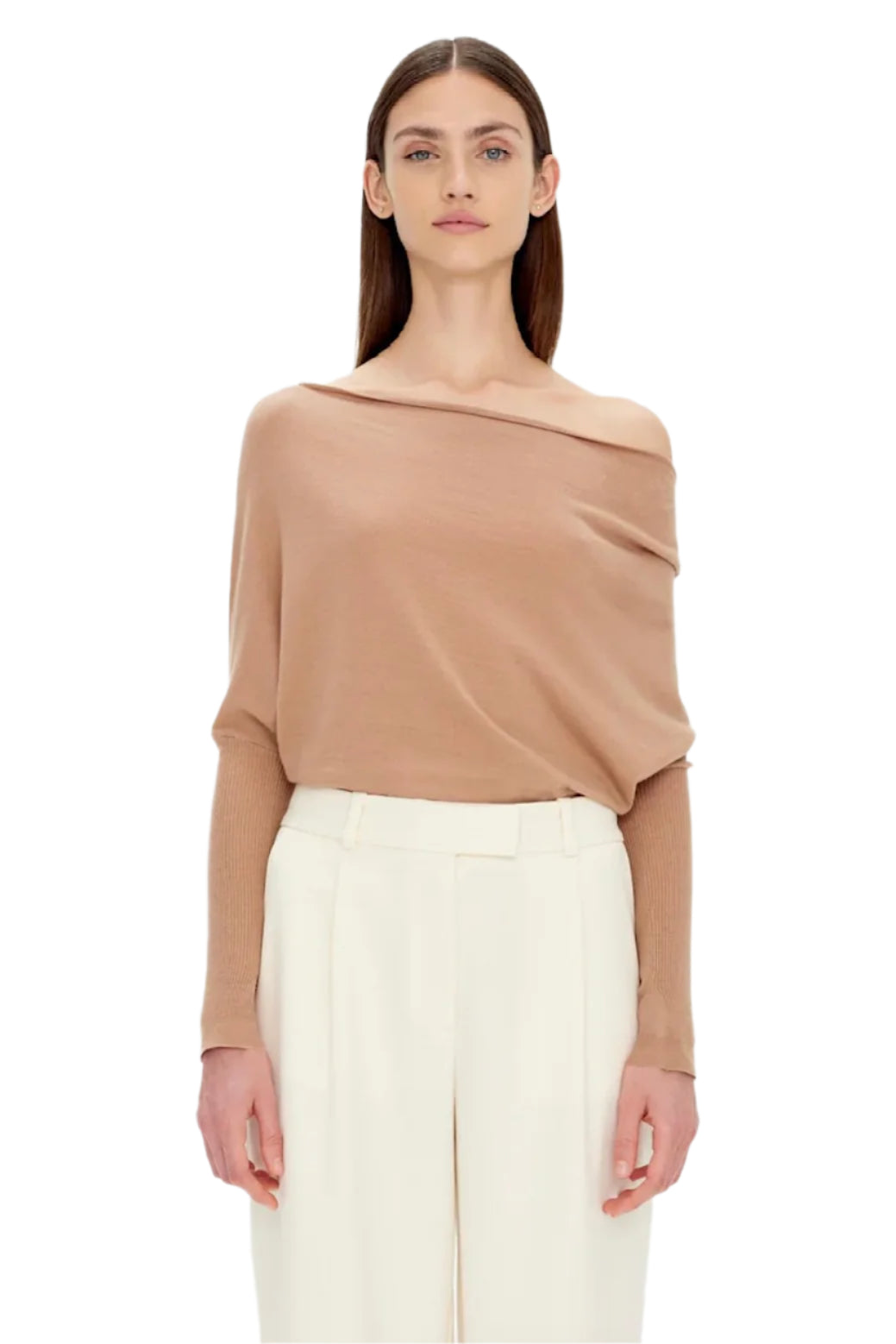 LAVINA DRAPED OFF SHLDR SWEATER - Sweaters - Sassanova