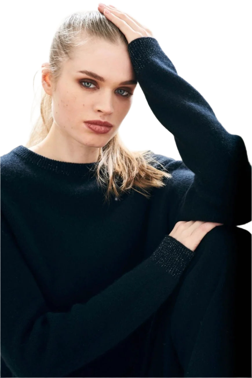 CONTRAST LUREX RIB CREW - Sweaters - Sassanova