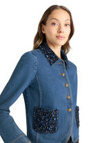 RHINESTONE DENIM AMARA JACKET - Sassanova
