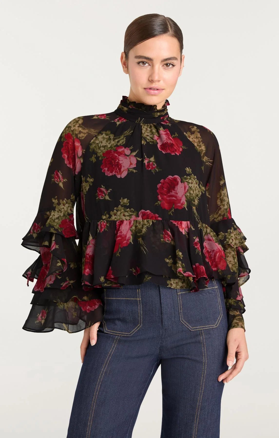 BAROQUE ROSES SKYLAH TOP - Blouses - Sassanova
