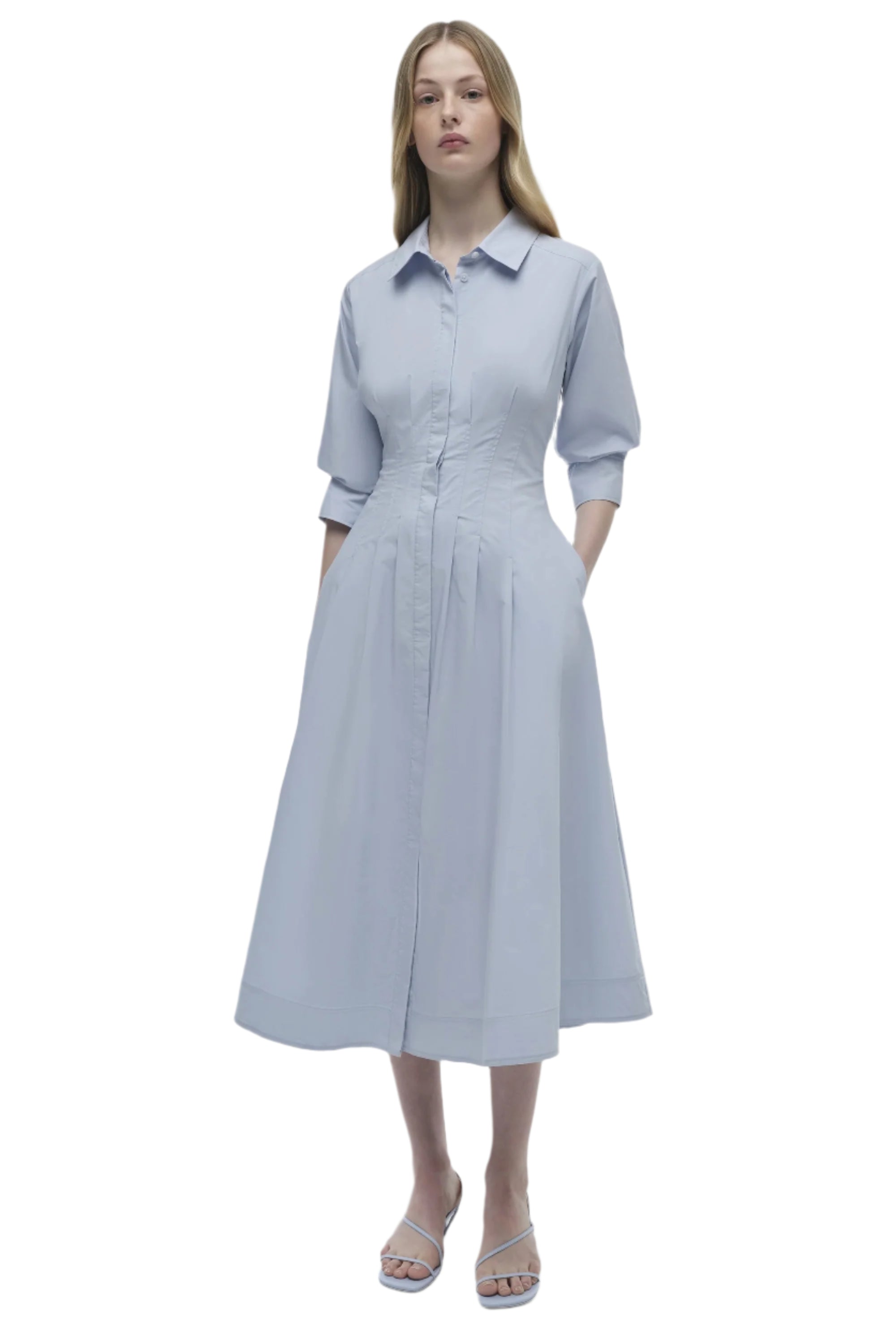 JAZZ PINTUCK SOLID MIDI DRESS-Sassanova2