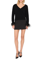 FEATHER CUFF VNECK SWEATER - Sweaters - Sassanova