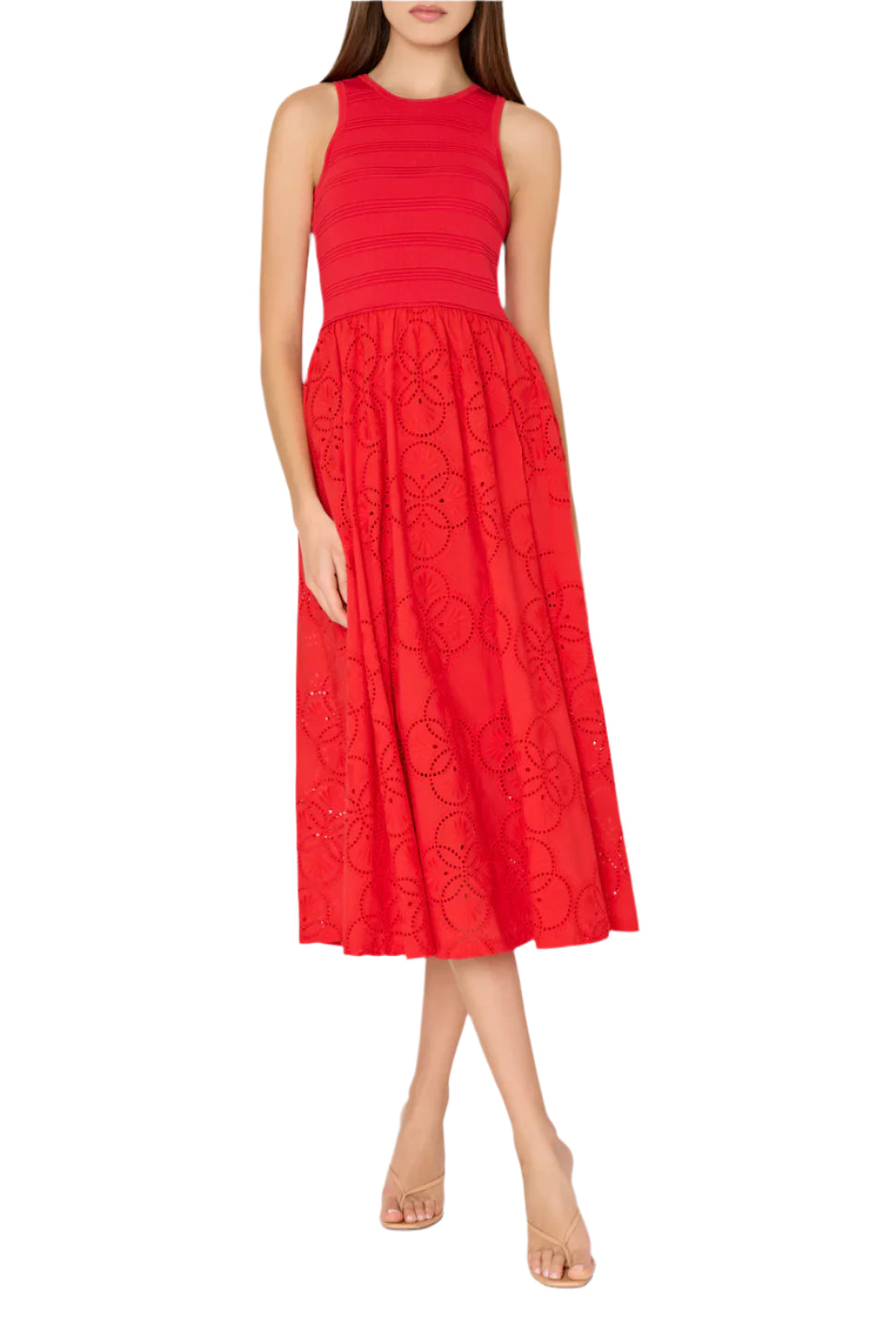 GEO EYELET KNIT COMBO MIDI DRESS
sassanova
