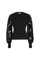 VELVET LACE SLEEVE SWEATER-Sassanova