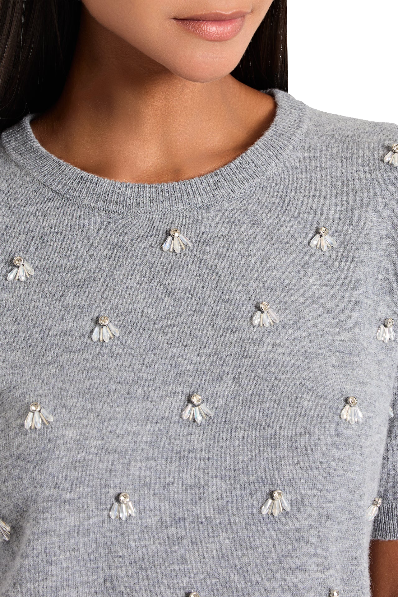 ROSALYN RHINESTONE EMBELLISHED CREW NECK - Sweaters - Sassanova