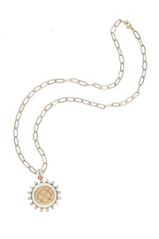LOVE PETITE EMBELLISHED COIN NECKLACE- SATELLITE CHAIN