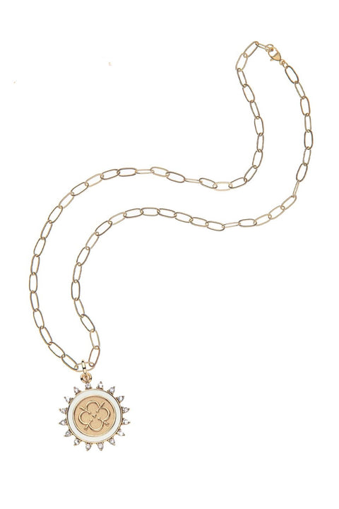 LOVE PETITE EMBELLISHED COIN NECKLACE- SATELLITE CHAIN