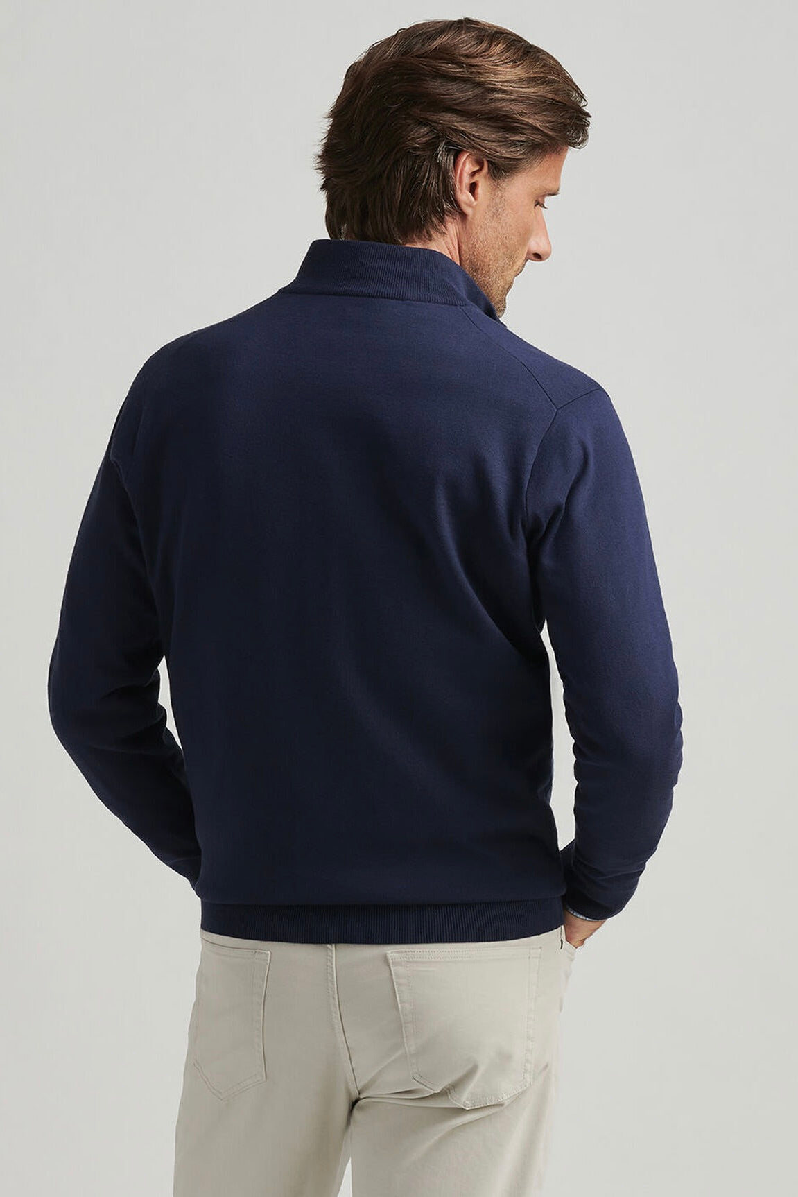 COOLSPUN COTTON 1/4 ZIP SWEATER NAVY  - Sassanova
