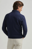 COOLSPUN COTTON 1/4 ZIP SWEATER NAVY  - Sassanova