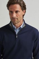 COOLSPUN COTTON 1/4 ZIP SWEATER NAVY  - Sassanova