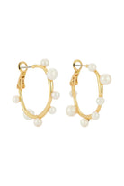 MINI ISLA PEARL HOOPS- GOLD/WHITE - Earrings - Sassanova