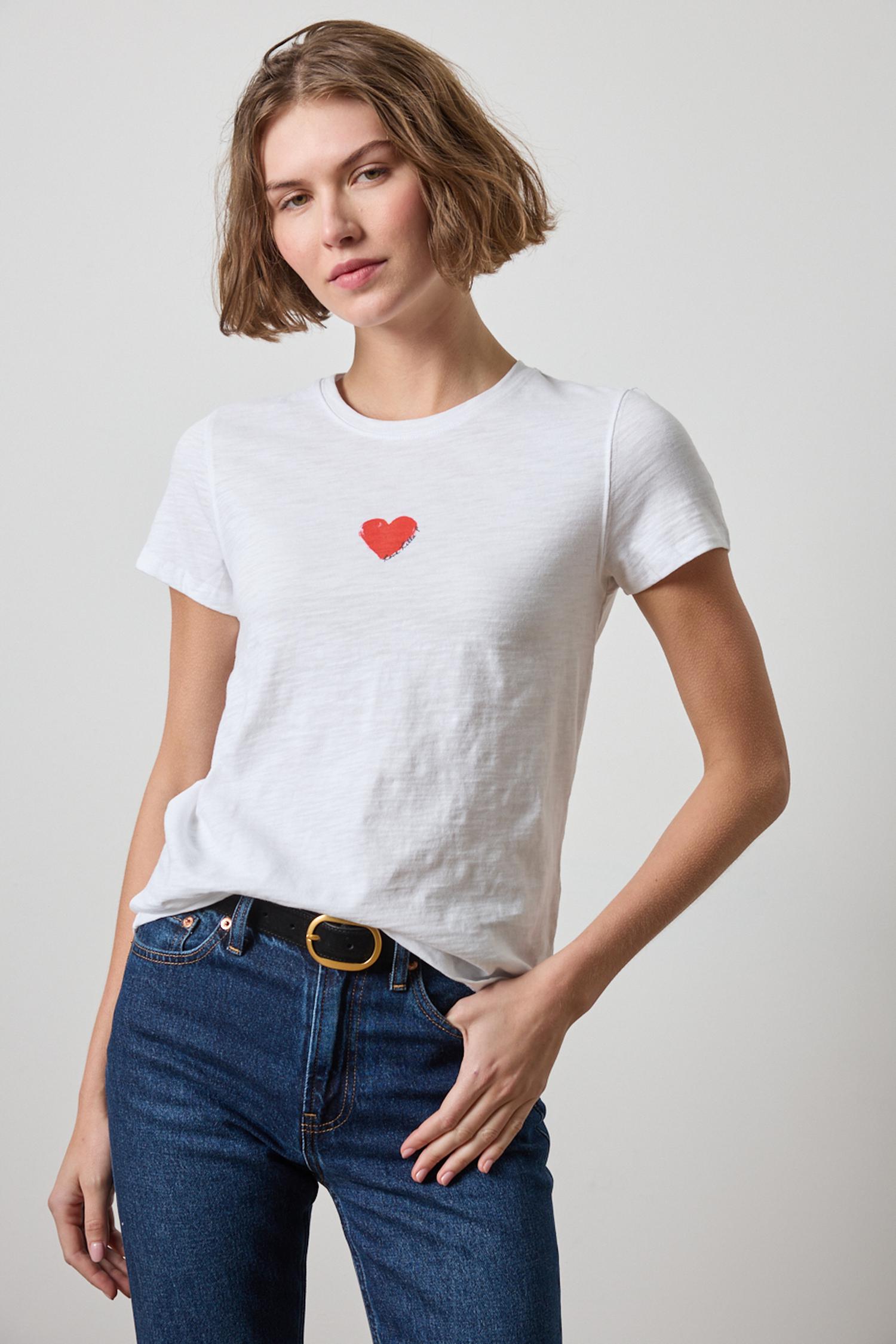 PRINTED HEART BACK SEAM TEE-Sassanova