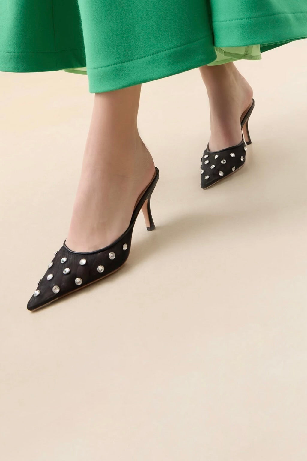 PALOMA MESH HEELED MULE - Sassanova4