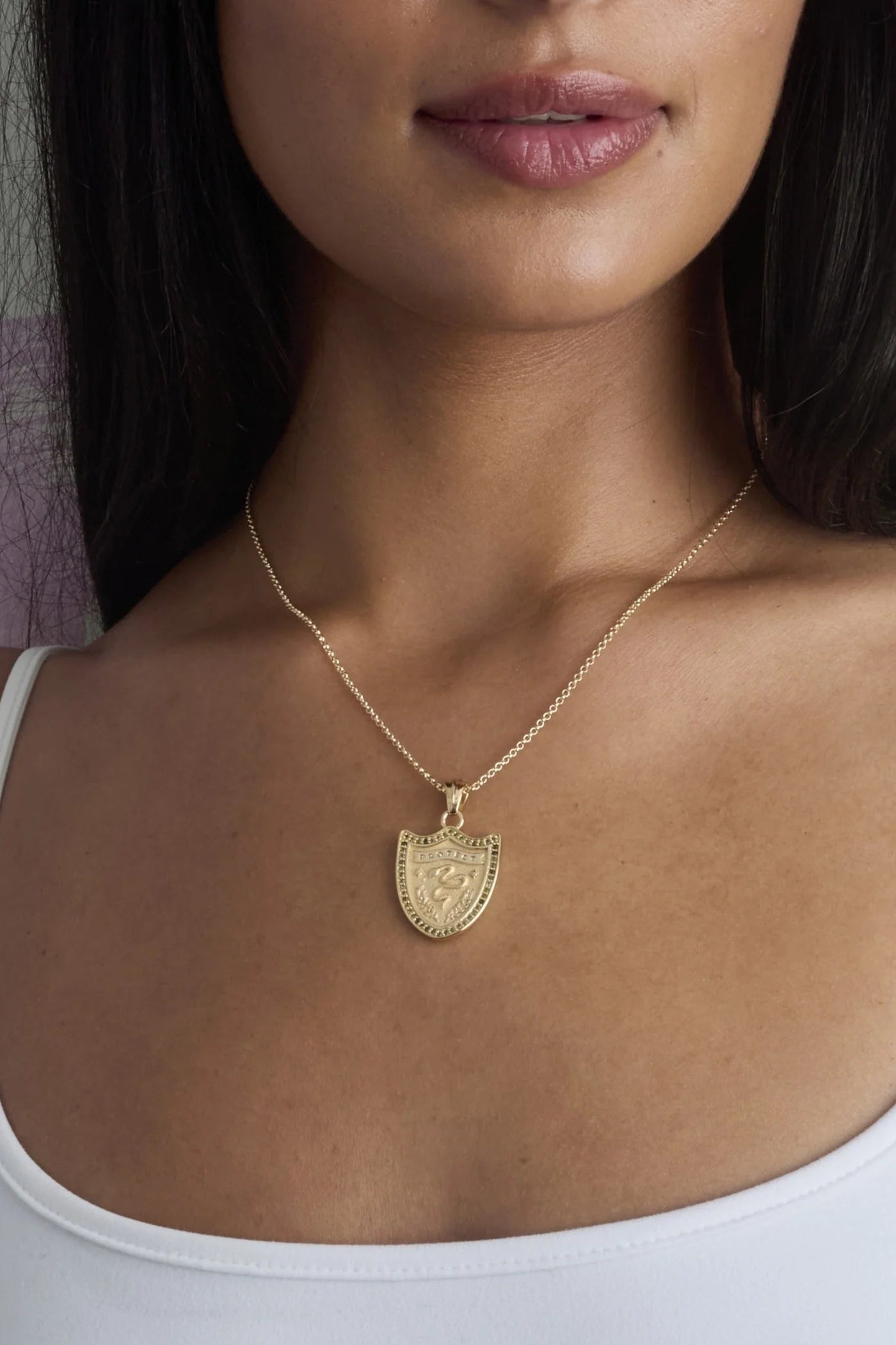 PROTECT SHIELD PENDANT- CLASSIC ROLO CHAIN - Necklaces - Sassanova