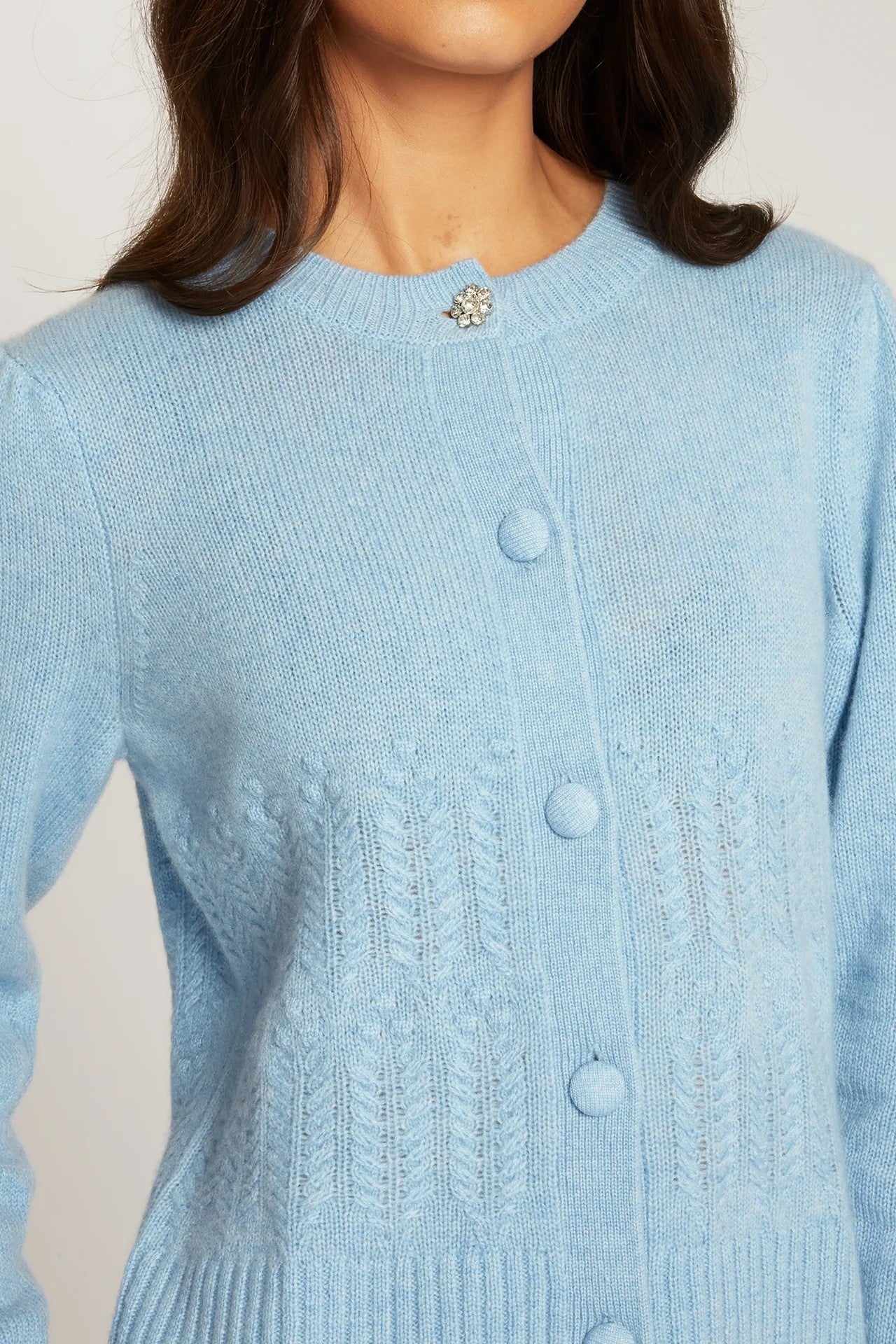 PUFF SLV POPCORN STITCH CARDIGAN - Sweaters - Sassanova