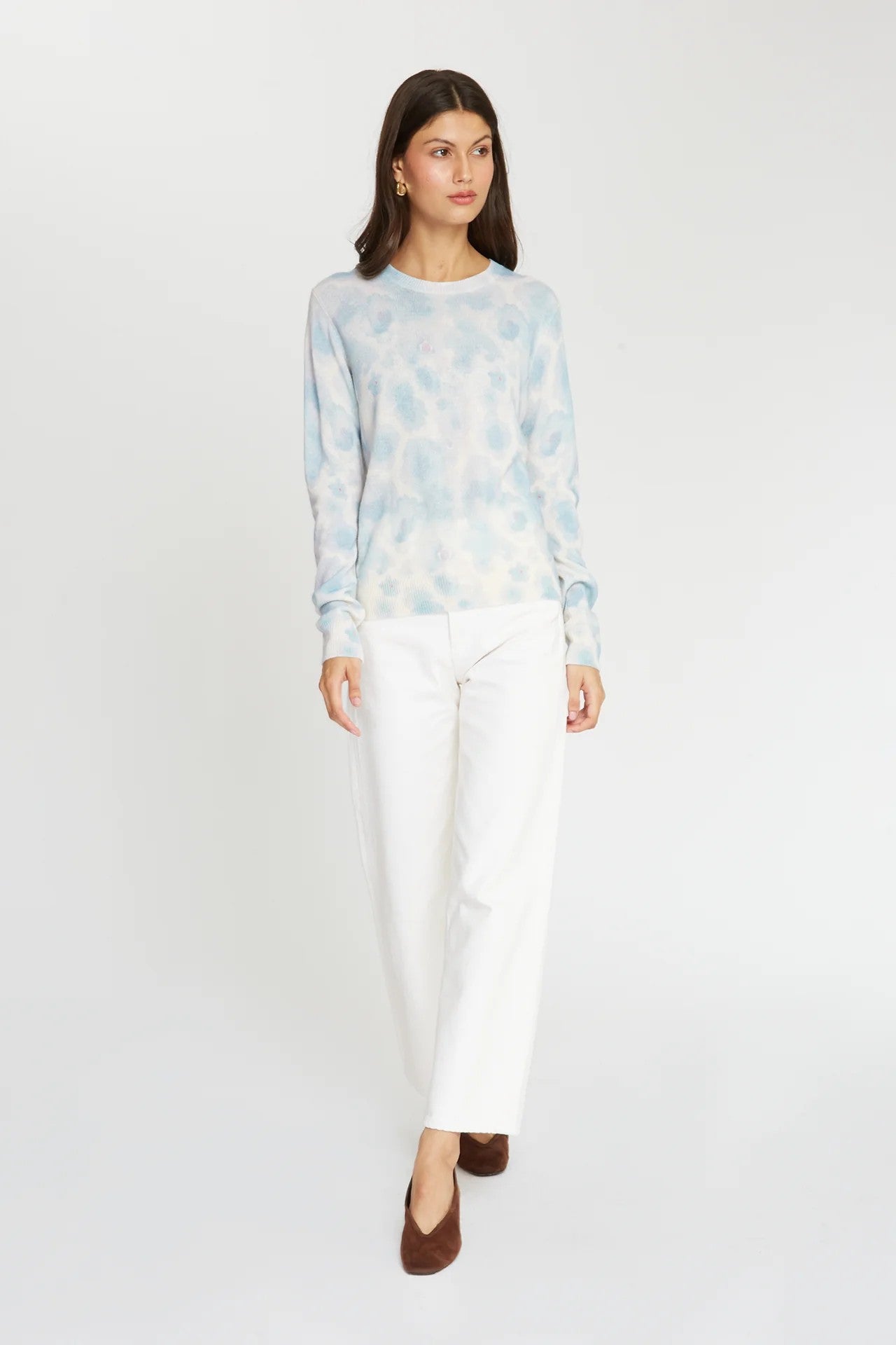 WATERCOLOR FLORAL PRINT CREW - Sweaters - Sassanova