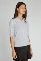 PETER PAN COLLAR W/ RHINESTONE TRIM - Sweaters - Sassanova