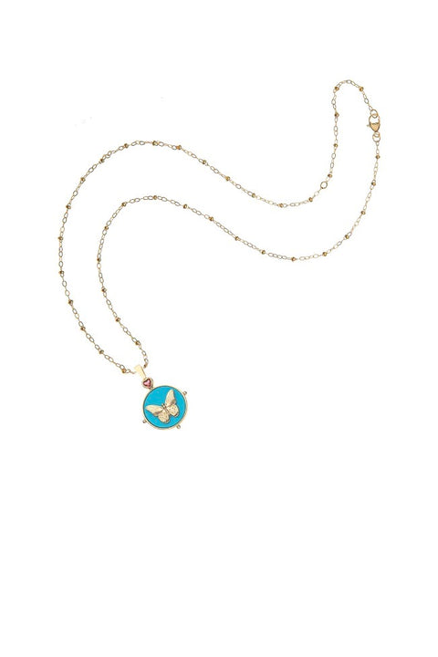 FREE TURQUOISE BUTTERFLY NECKLACE- SATELLITE CHAIN