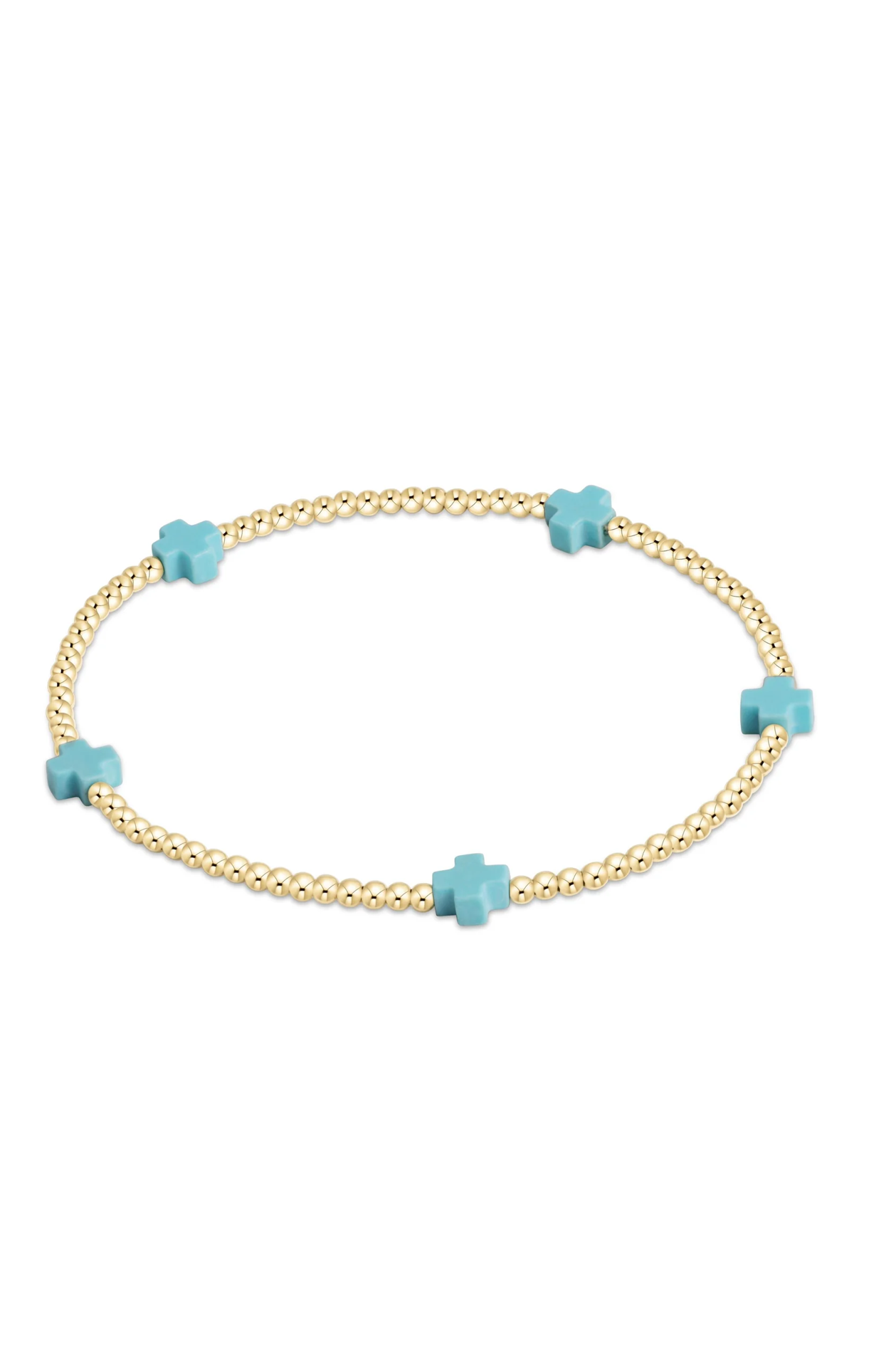 SIG CROSS SM PATTERN 2MM BEAD BRACELET - sassanova