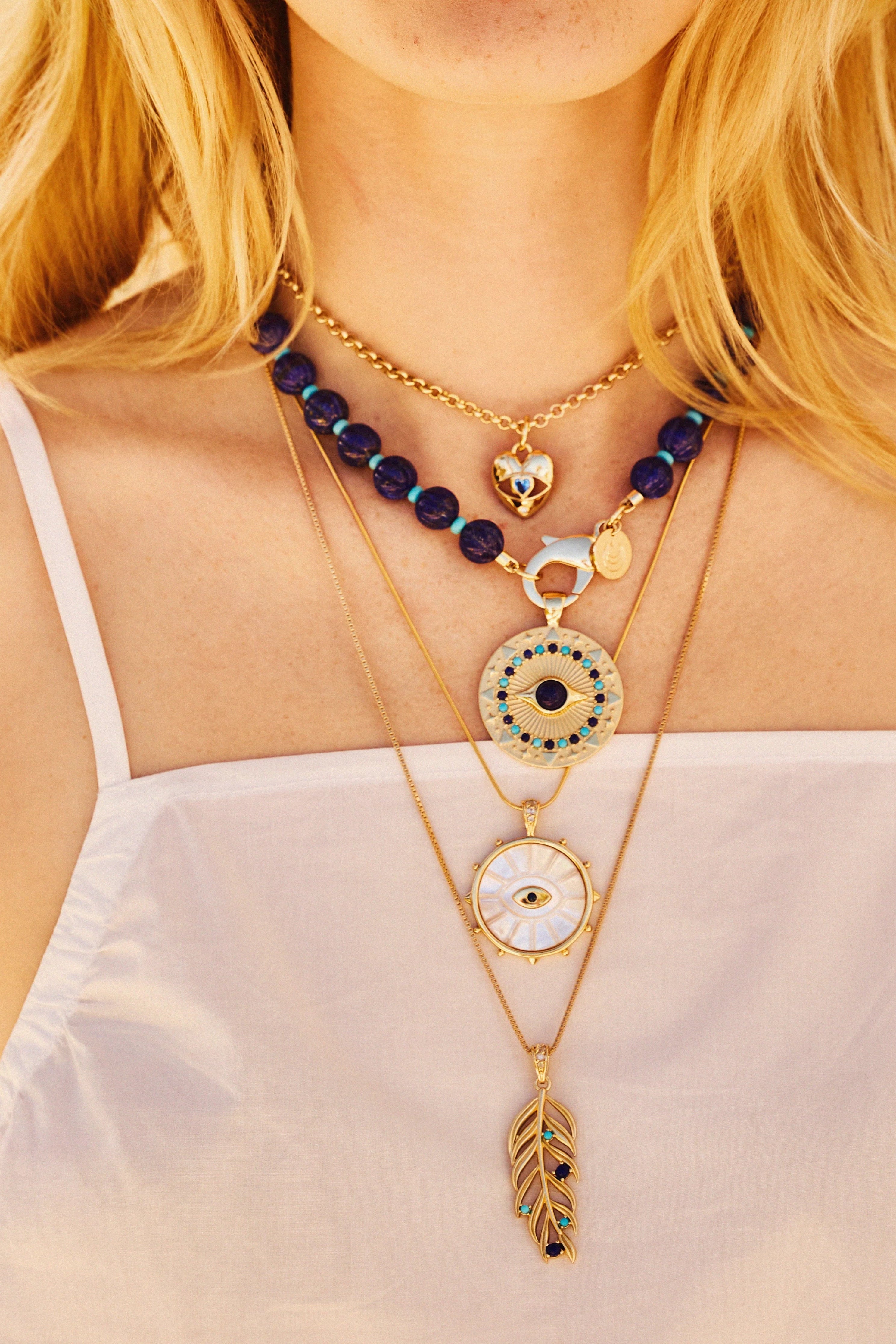 PROTECT EYE OF STONE PENDANT- CLASSIC ROLO CHAIN - Necklaces - Sassanova