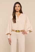 KIERA LADDER TRIM BLOUSE - Blouses - Sassanova