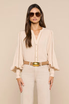 KIERA LADDER TRIM BLOUSE - Blouses - Sassanova