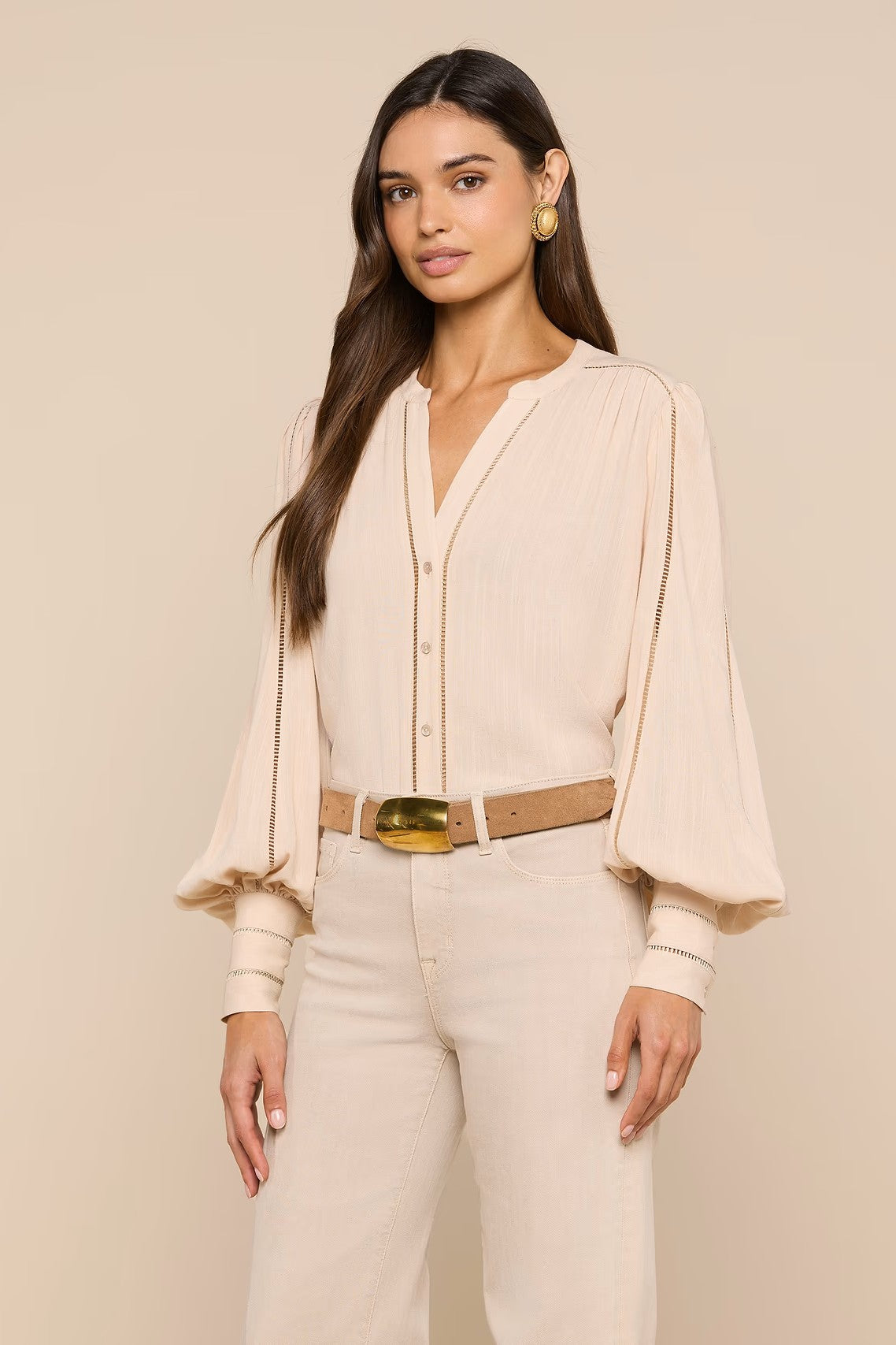 KIERA LADDER TRIM BLOUSE - Blouses - Sassanova