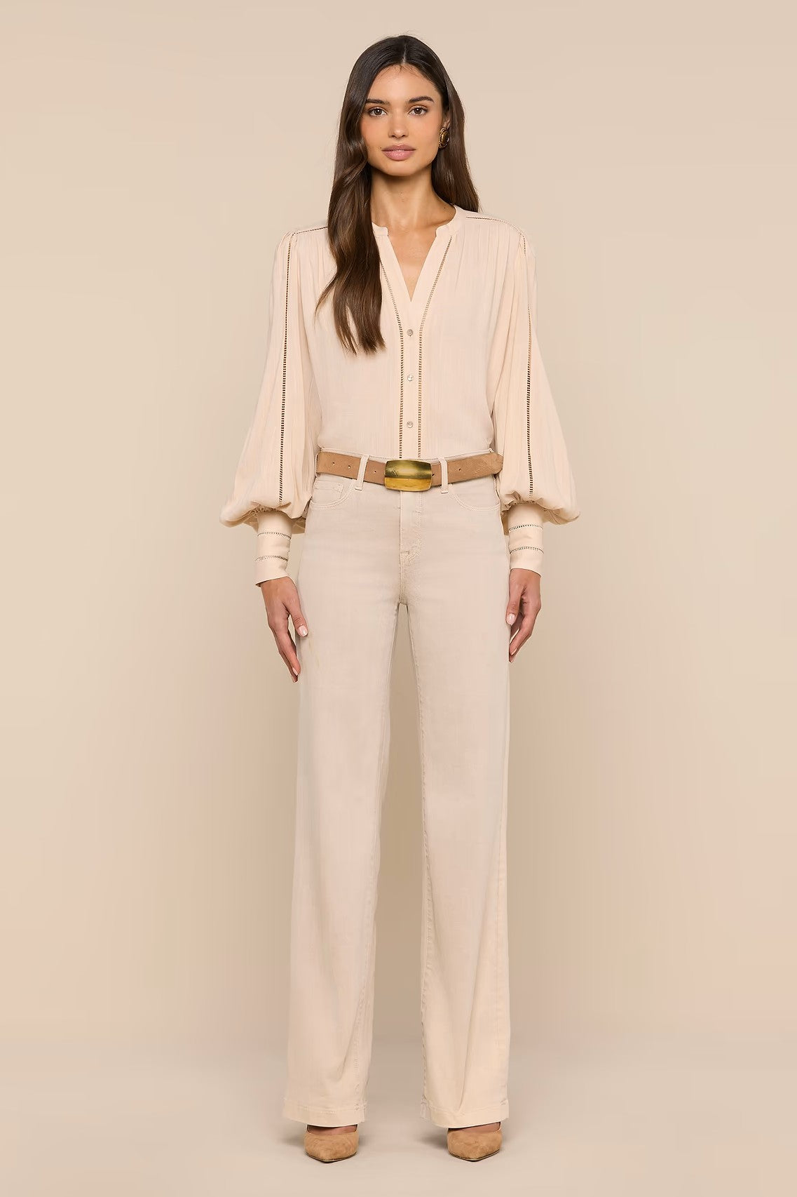 KIERA LADDER TRIM BLOUSE - Blouses - Sassanova