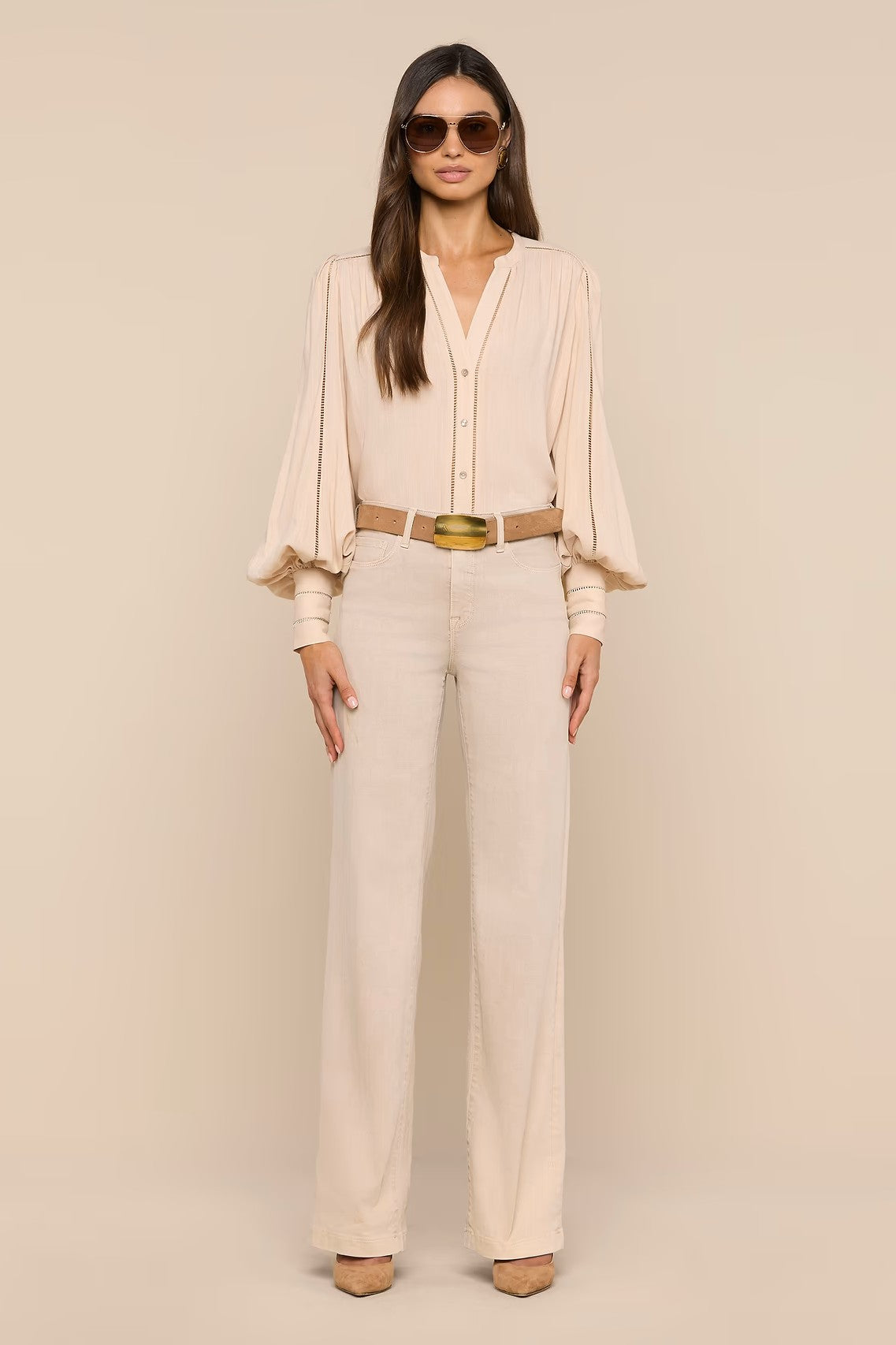 KIERA LADDER TRIM BLOUSE - Blouses - Sassanova