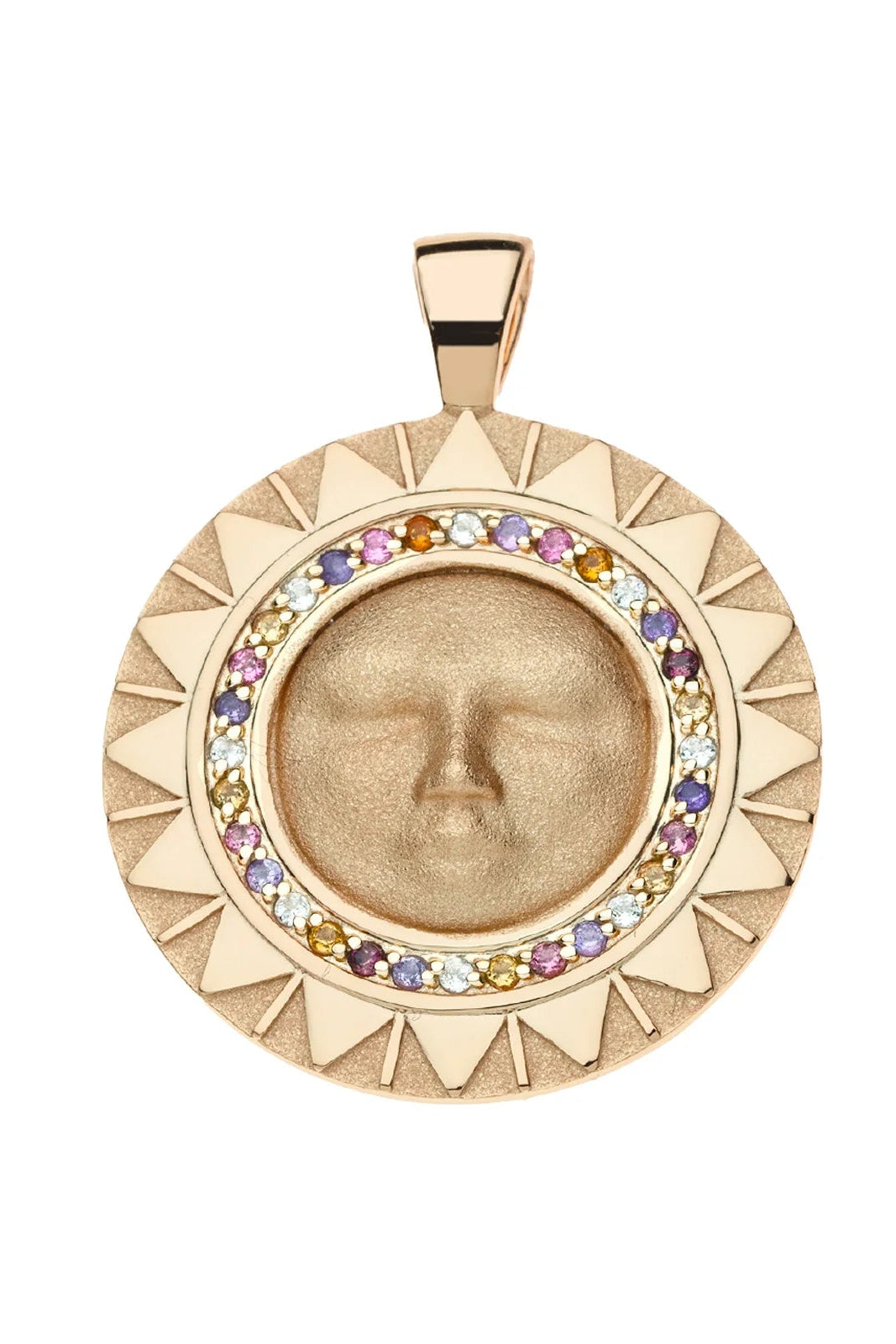 STRONG BLAZING SUN PENDANT NECKLACE- DRAWN LINK CHAIN - Necklaces - Sassanova