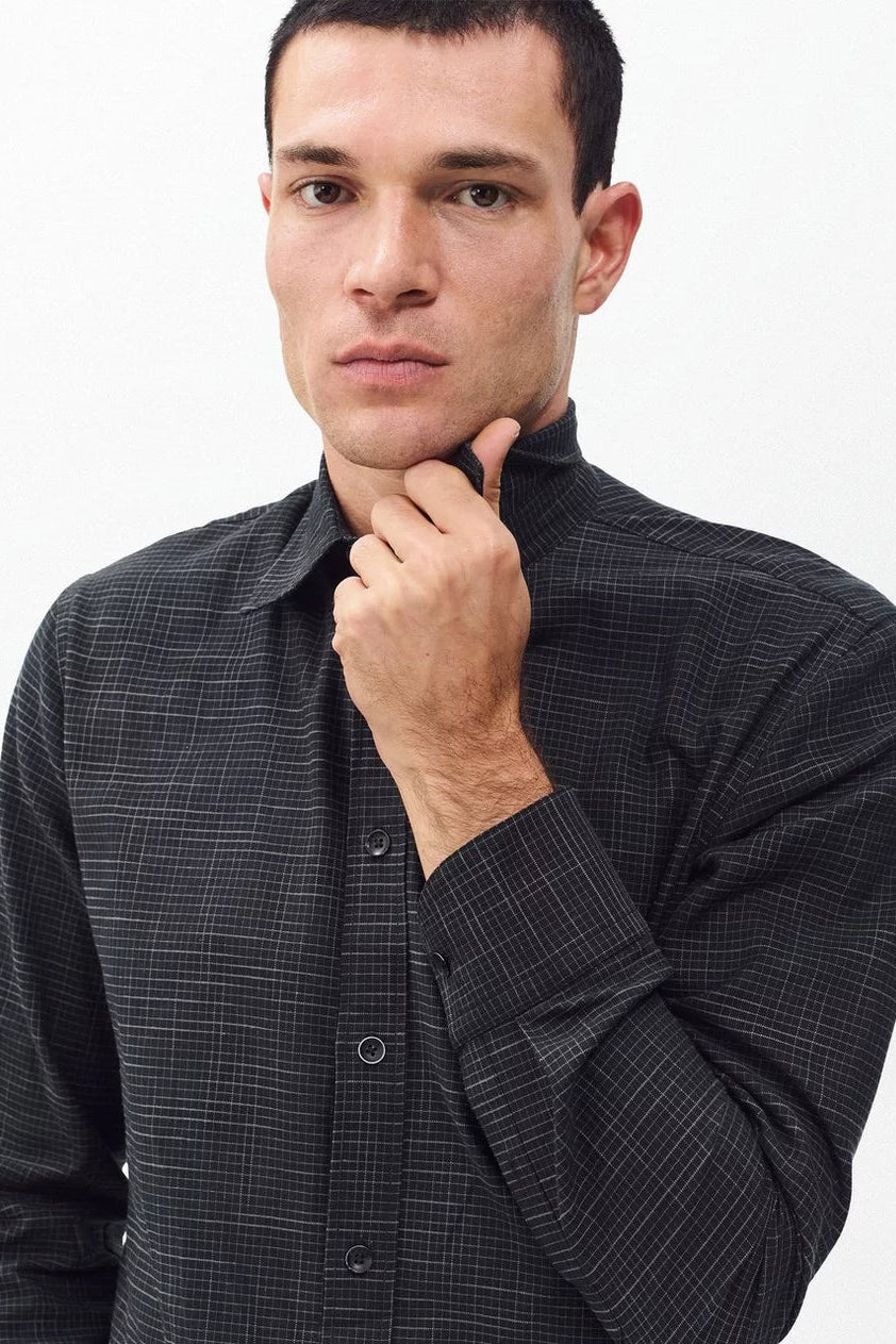 TOMLIN CROSSHATCH SHIRT - Long Sleeved Shirts - Novaman