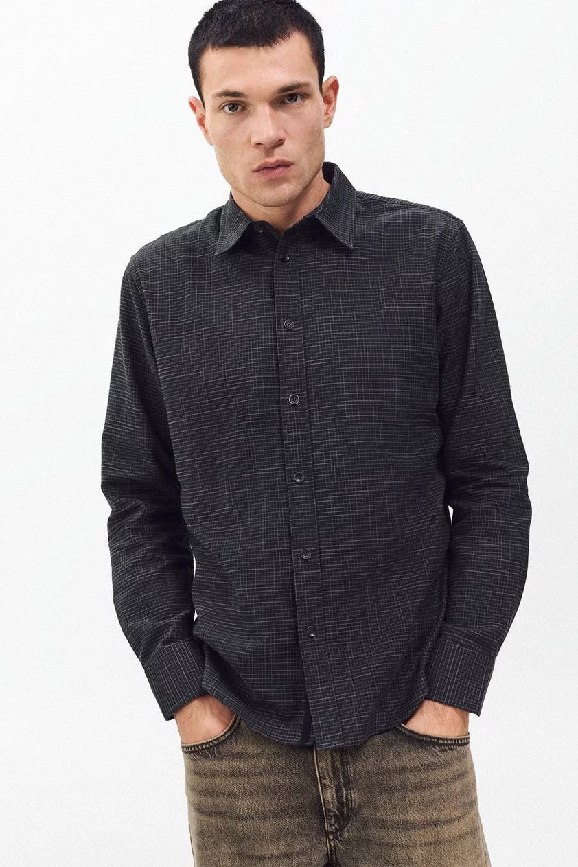 TOMLIN CROSSHATCH SHIRT - Long Sleeved Shirts - Novaman