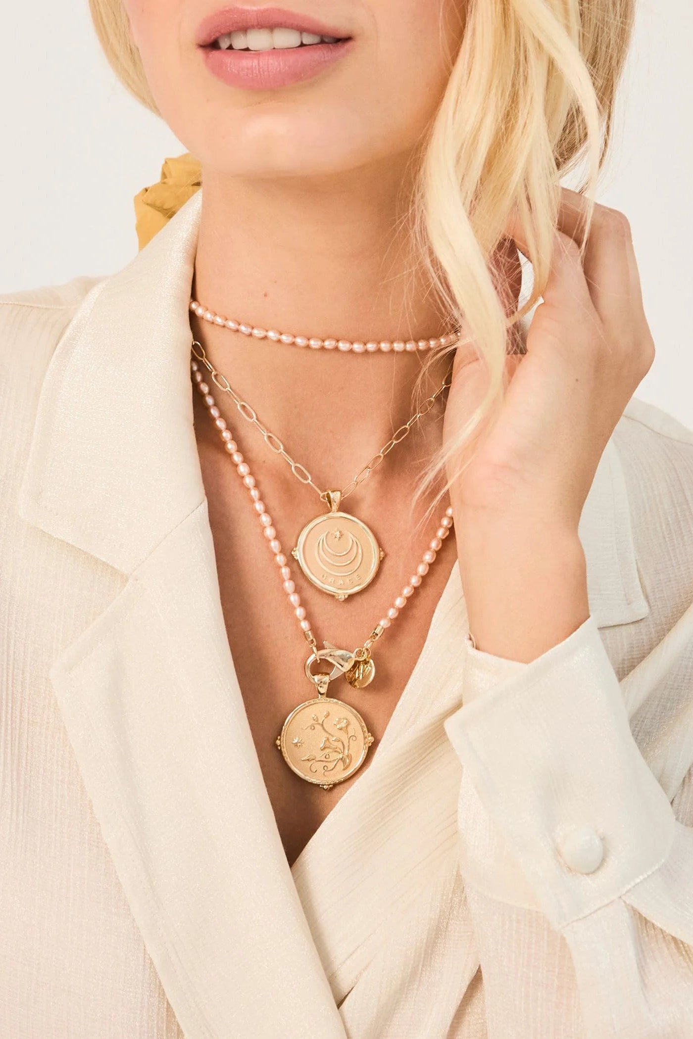 DOUBLE WRAP RICE PEARL NECKLACE - PINK - Necklaces - Sassanova